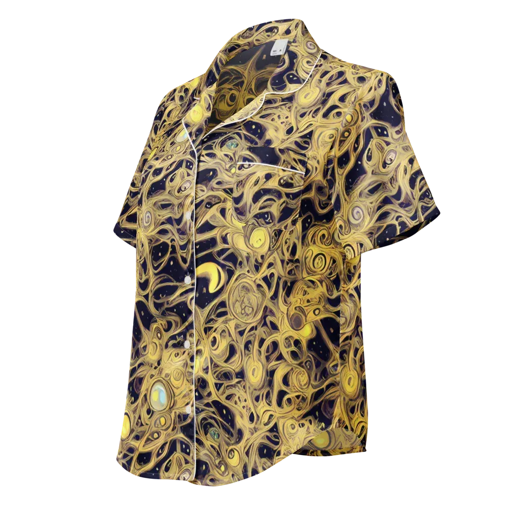 Cosmic Gilt on Women's Short Sleeve Pajama Top — Left Front