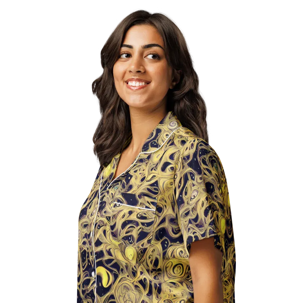 Cosmic Gilt on Women's Short Sleeve Pajama Top — Left Front