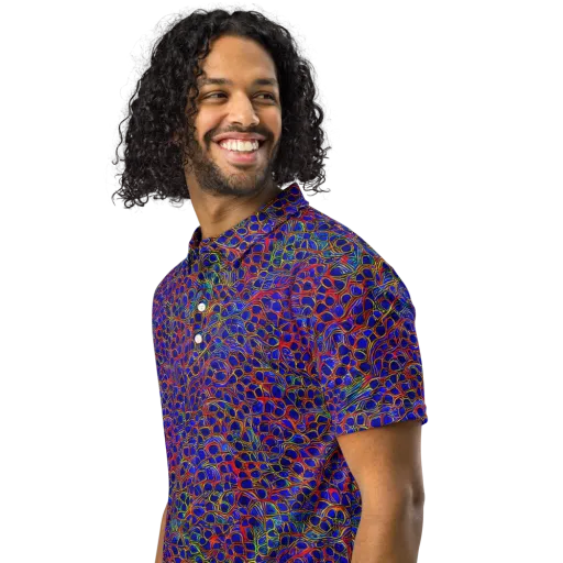 Sonic Mosaic on a Men's Slim Fit Polo Shirt