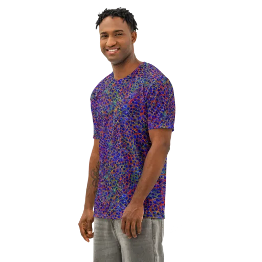 Sonic Mosaic on a Men's Cotton Crew Neck T-Shirt