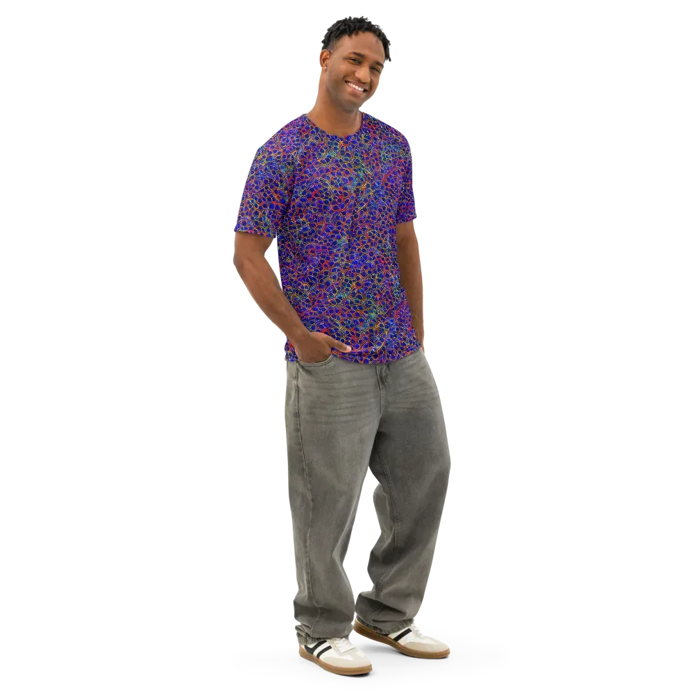 Sonic Mosaic on Men's Cotton Crew Neck T-Shirt — Right Front