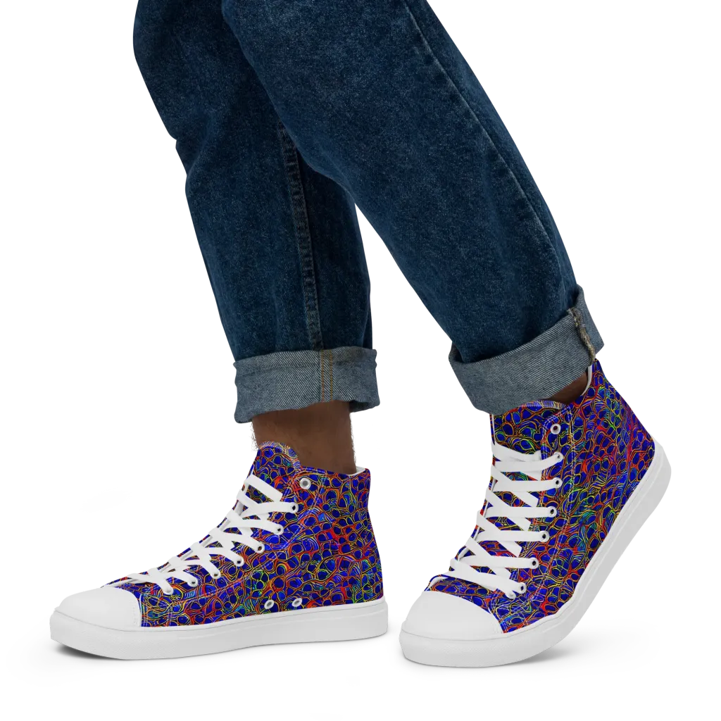Sonic Mosaic on Men's High Top Canvas Shoes — Left