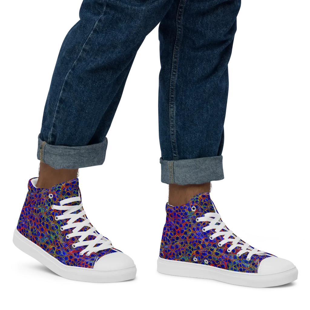 Sonic Mosaic on Men's High Top Canvas Shoes — Right
