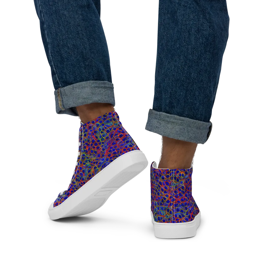 Sonic Mosaic on Men's High Top Canvas Shoes — Back