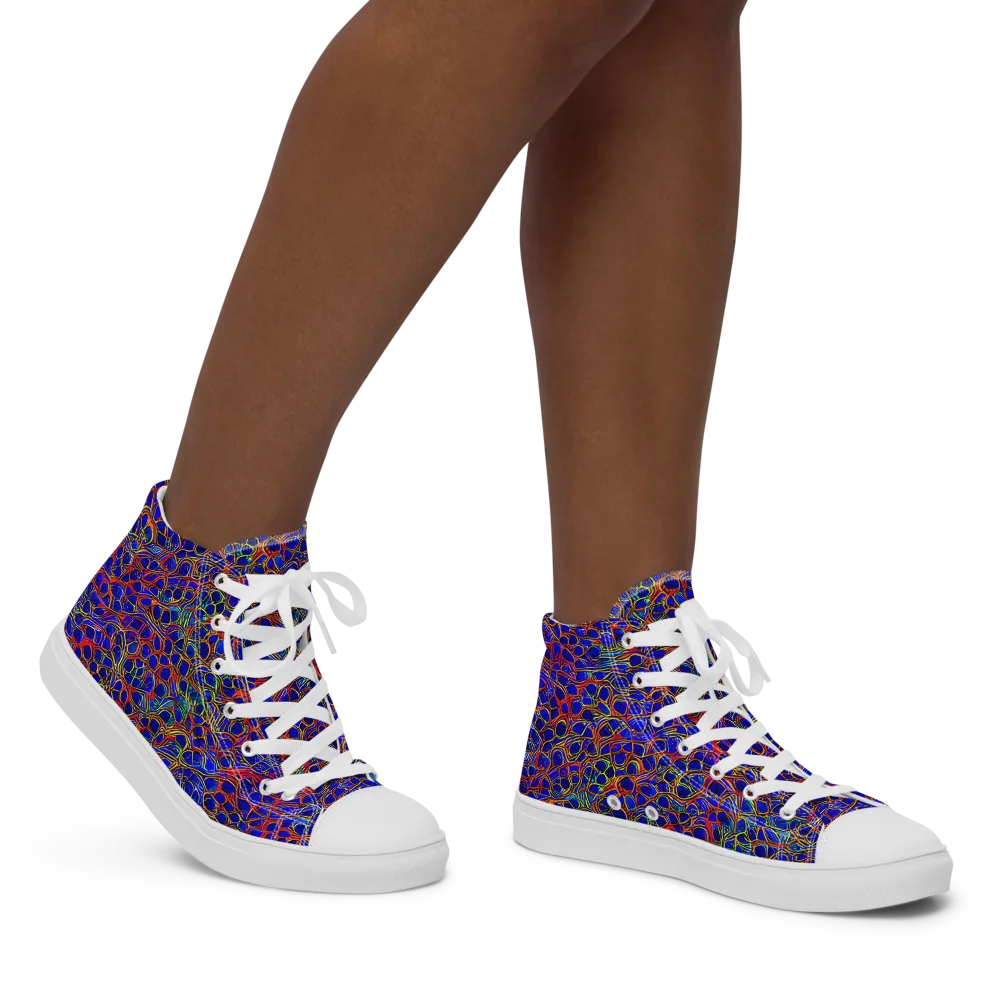 Sonic Mosaic on Women's High Top Canvas Shoes — Right