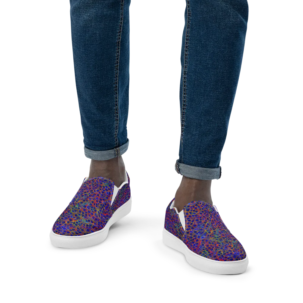 Sonic Mosaic on Men's Slip-On Canvas Shoes — Front