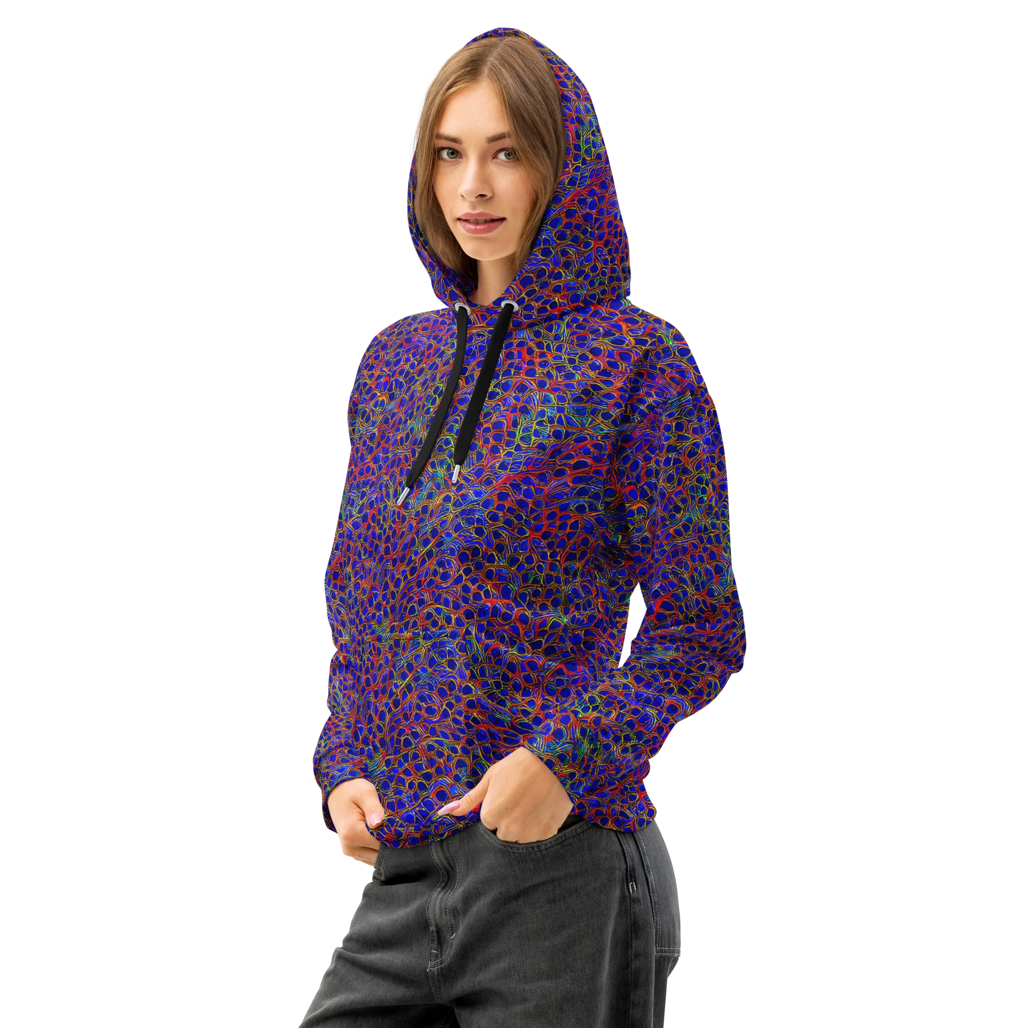Sonic Mosaic on Cotton Hoodie — Left Front