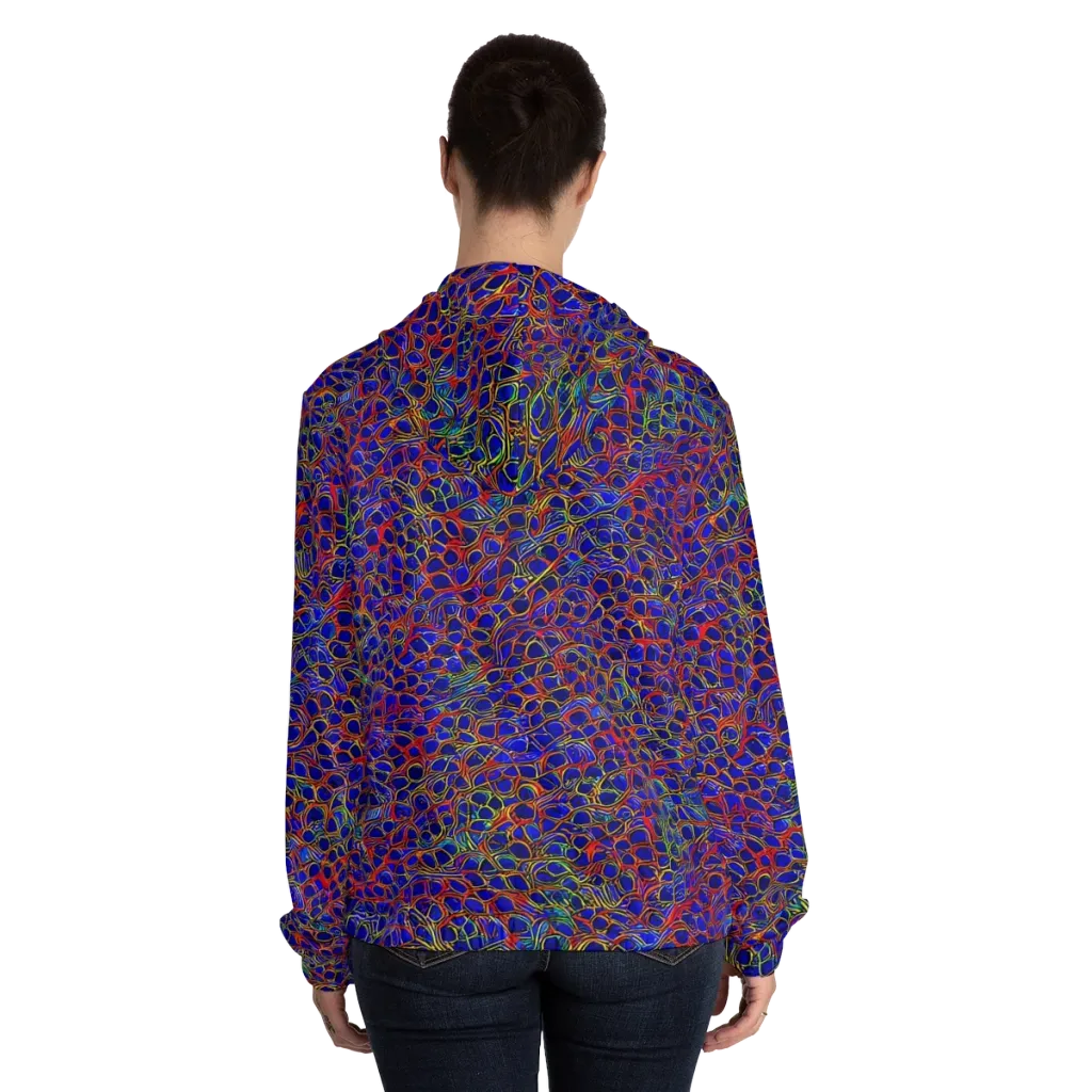 Sonic Mosaic on Women's Full-Zip Hoodie — Back On Person