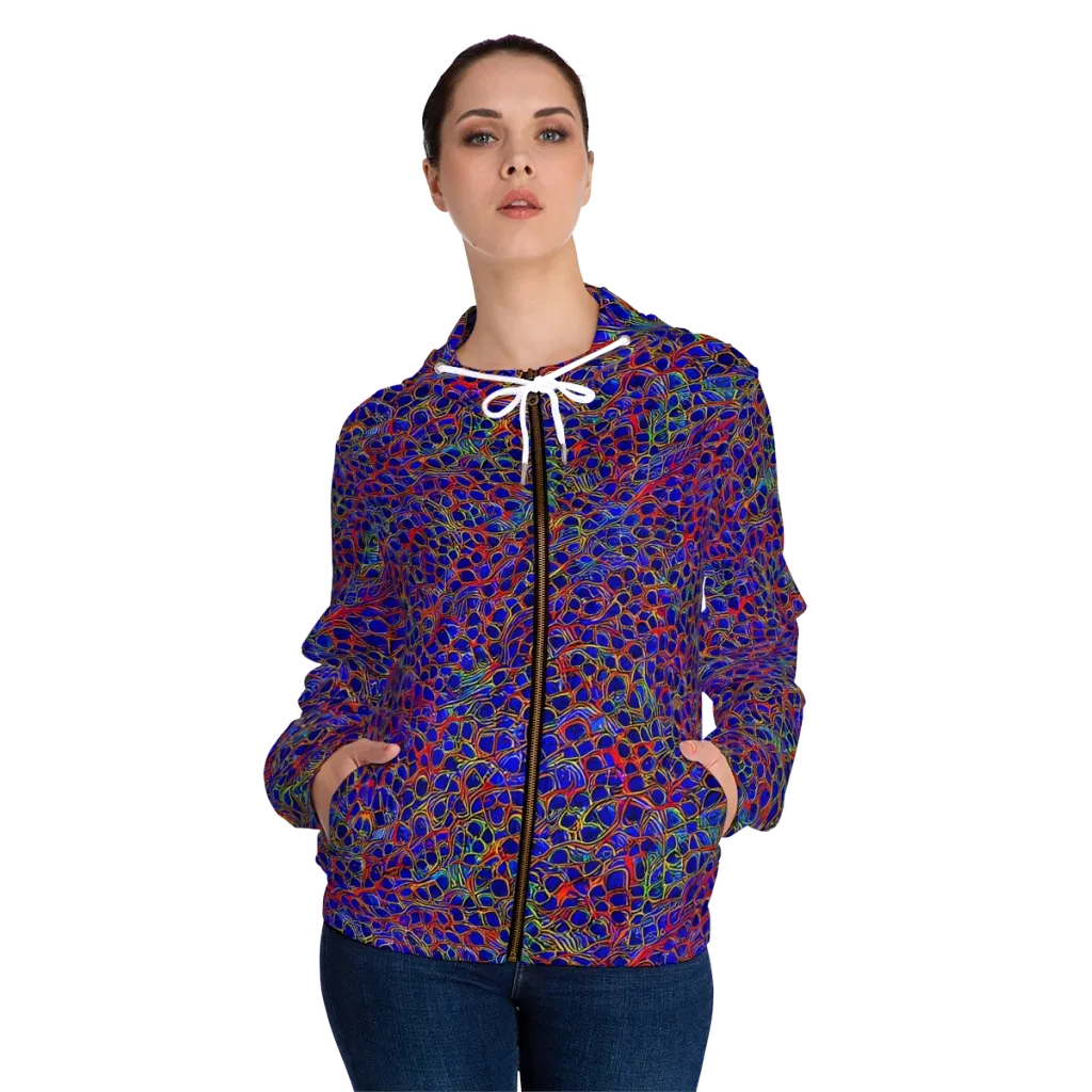 Sonic Mosaic on Women's Full-Zip Hoodie — Front On Person