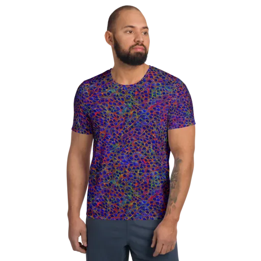 Sonic Mosaic on a Men's Athletic T-Shirt
