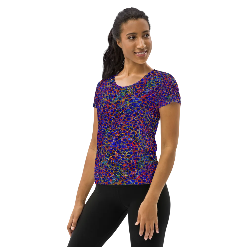 Sonic Mosaic on Women's Athletic T-Shirt — Left