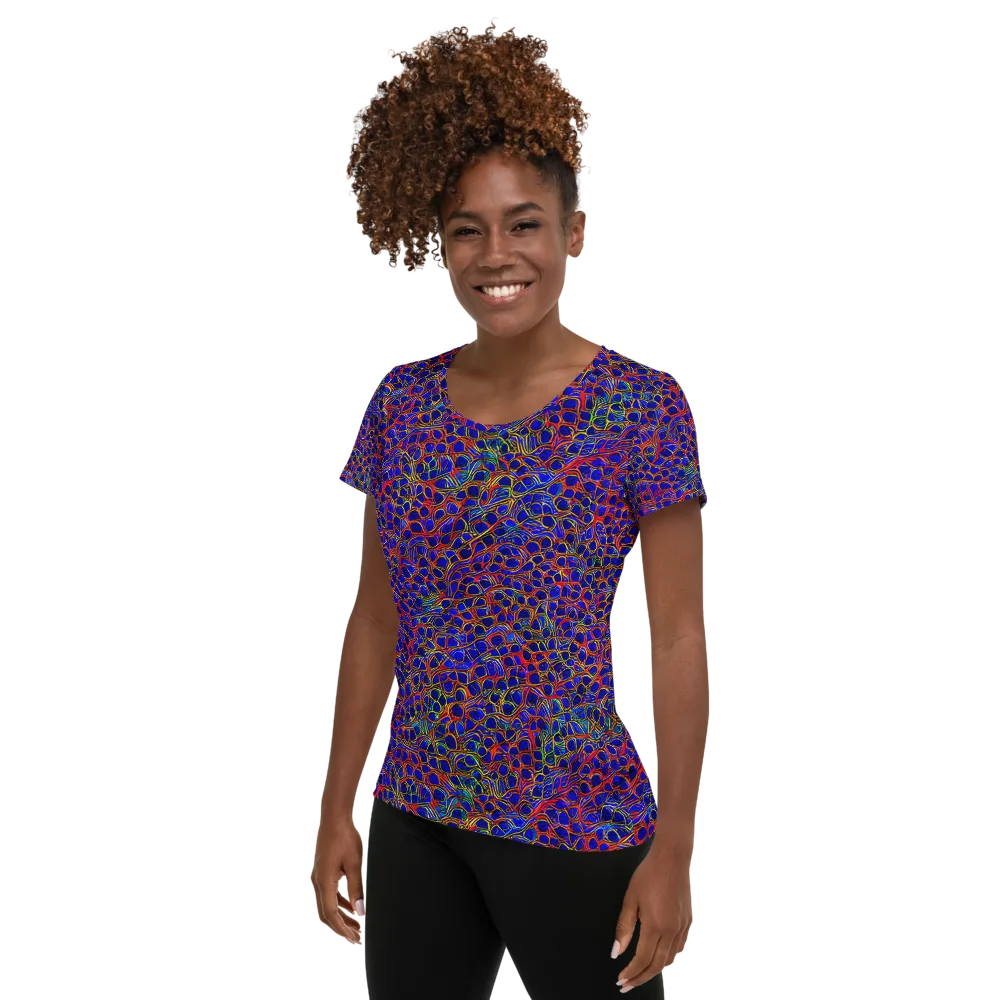 Sonic Mosaic on Women's Athletic T-Shirt — Left