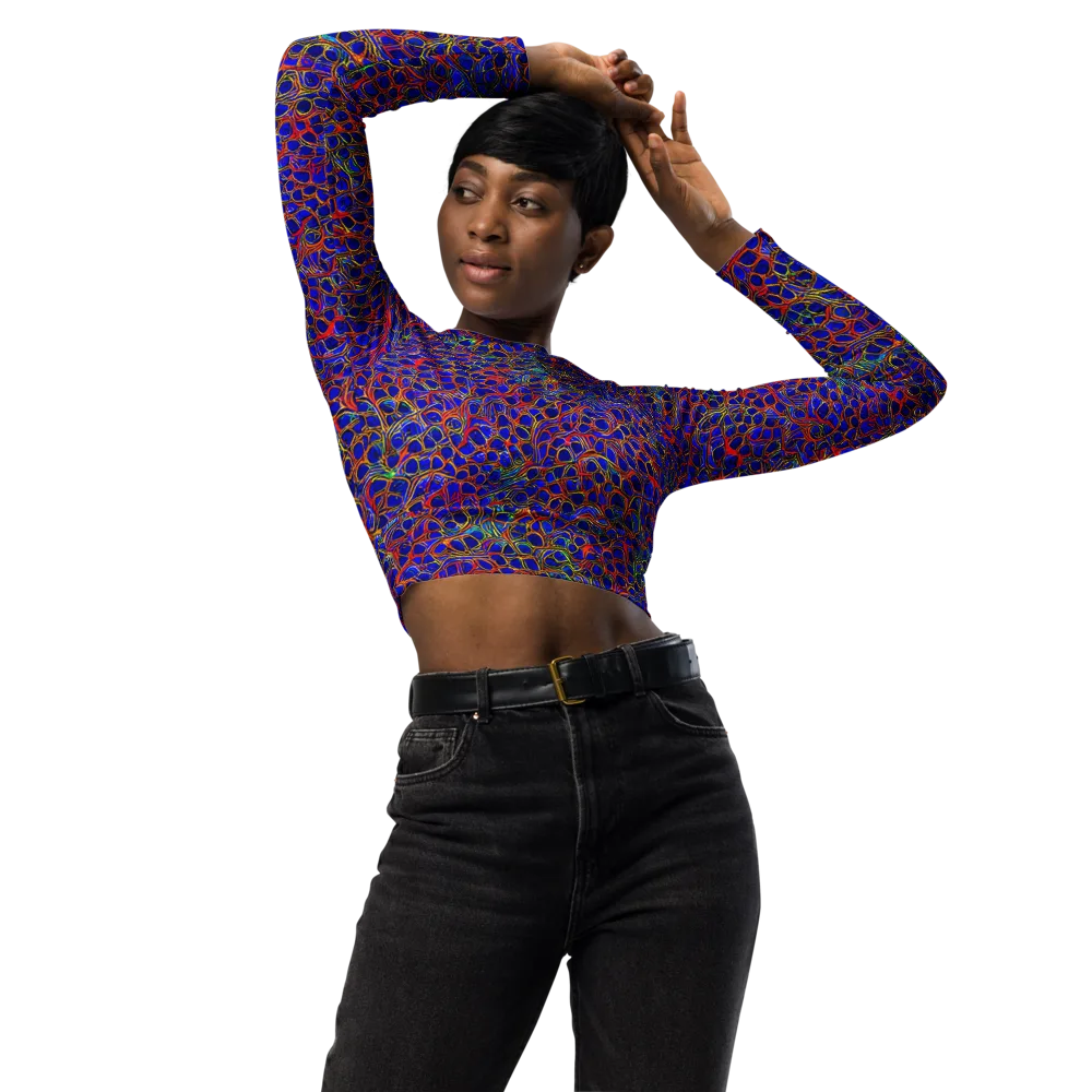 Sonic Mosaic on Long Sleeve Crop Top — Front