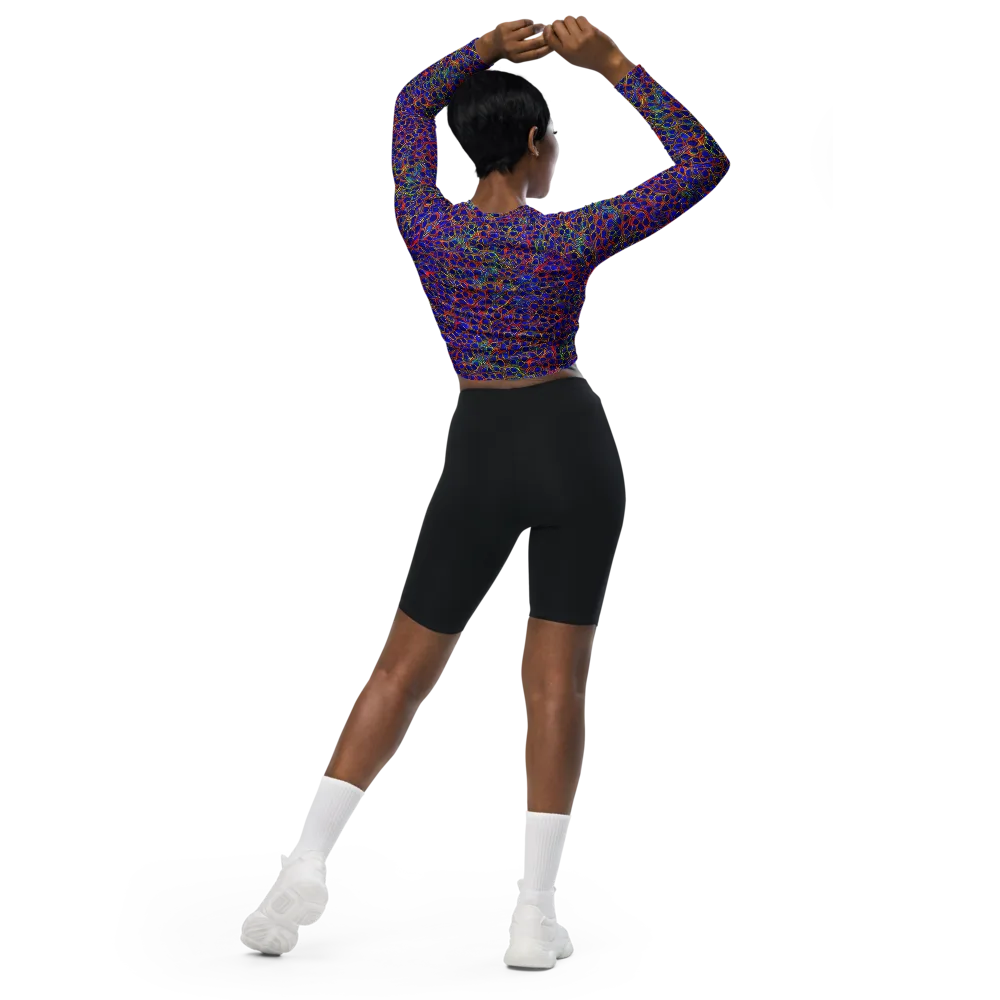 Sonic Mosaic on Long Sleeve Crop Top — Back