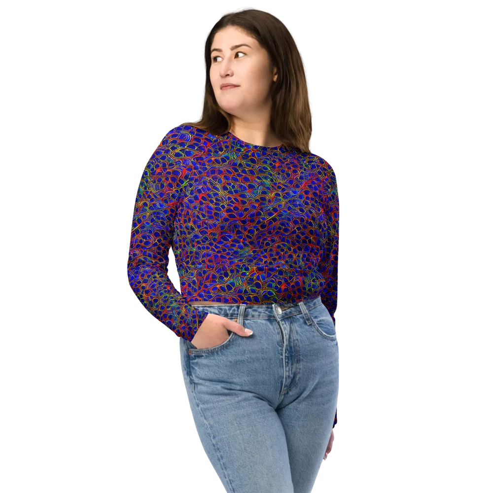 Sonic Mosaic on Long Sleeve Crop Top — Front