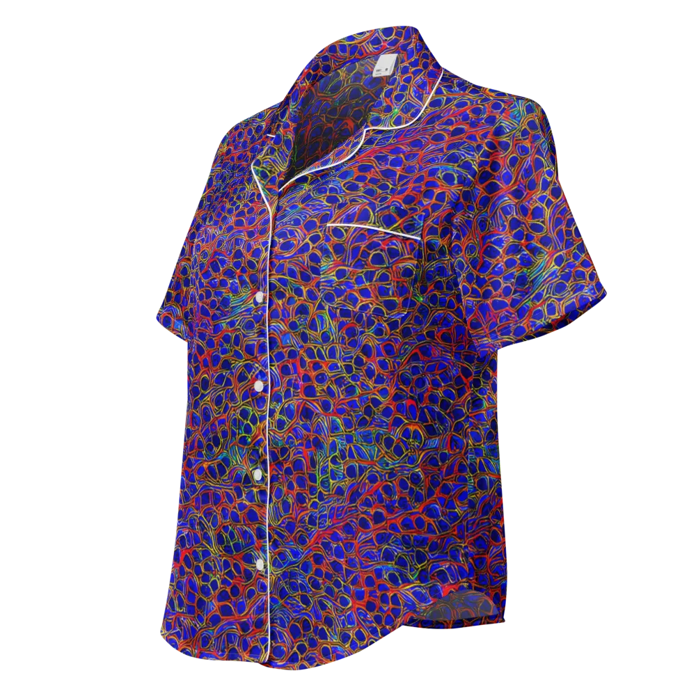 Sonic Mosaic on Women's Short Sleeve Pajama Top — Left Front