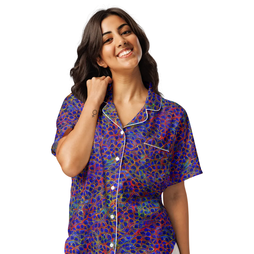 Sonic Mosaic on Women's Short Sleeve Pajama Top — Front