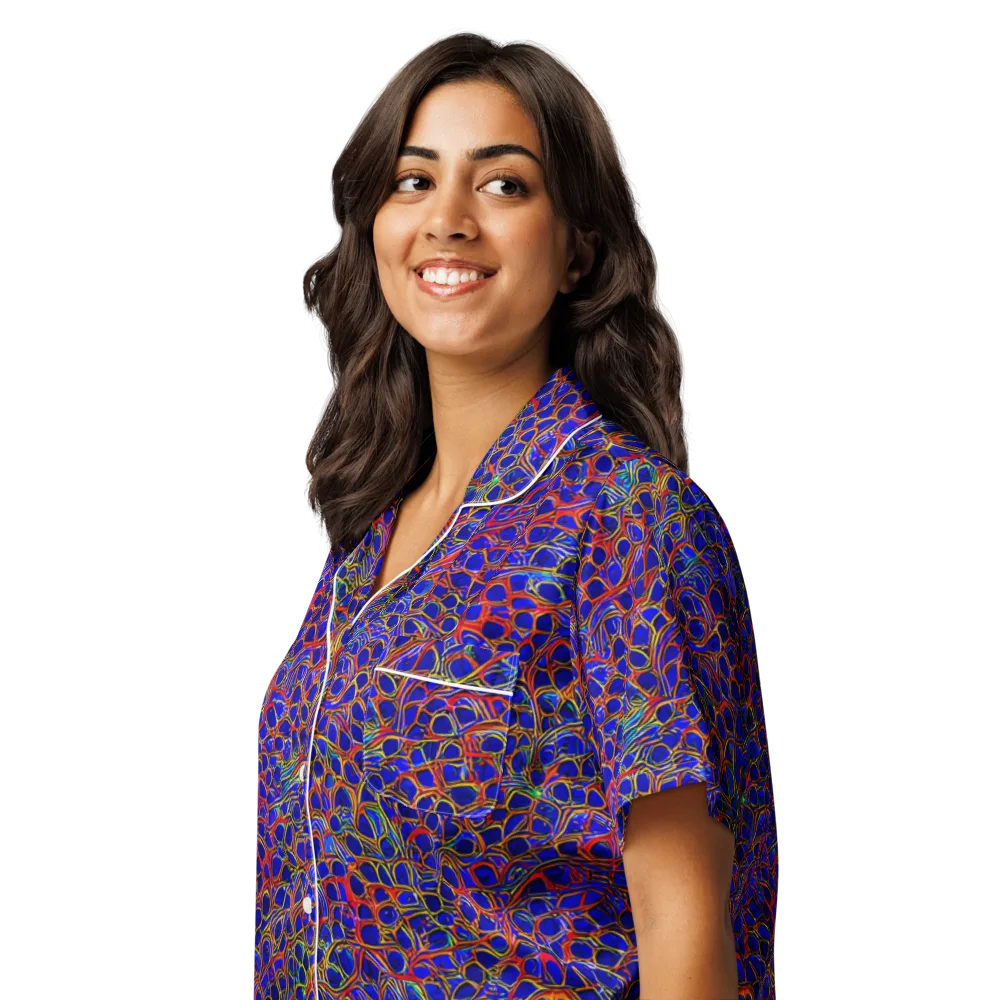 Sonic Mosaic on Women's Short Sleeve Pajama Top — Left Front