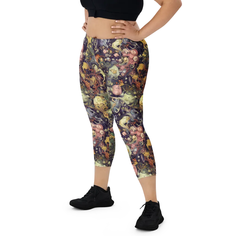Gloom Garden on Capri Leggings — Front