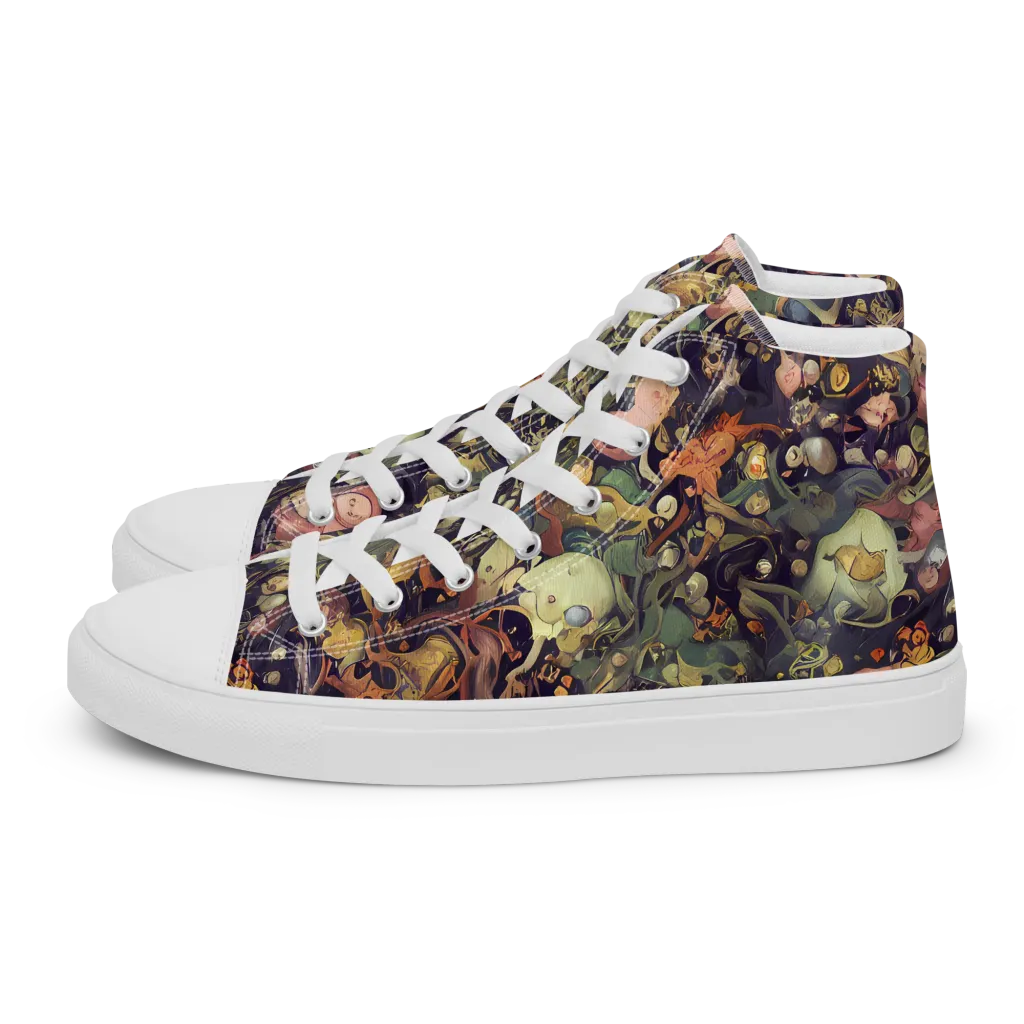 Gloom Garden on Men's High Top Canvas Shoes — Left