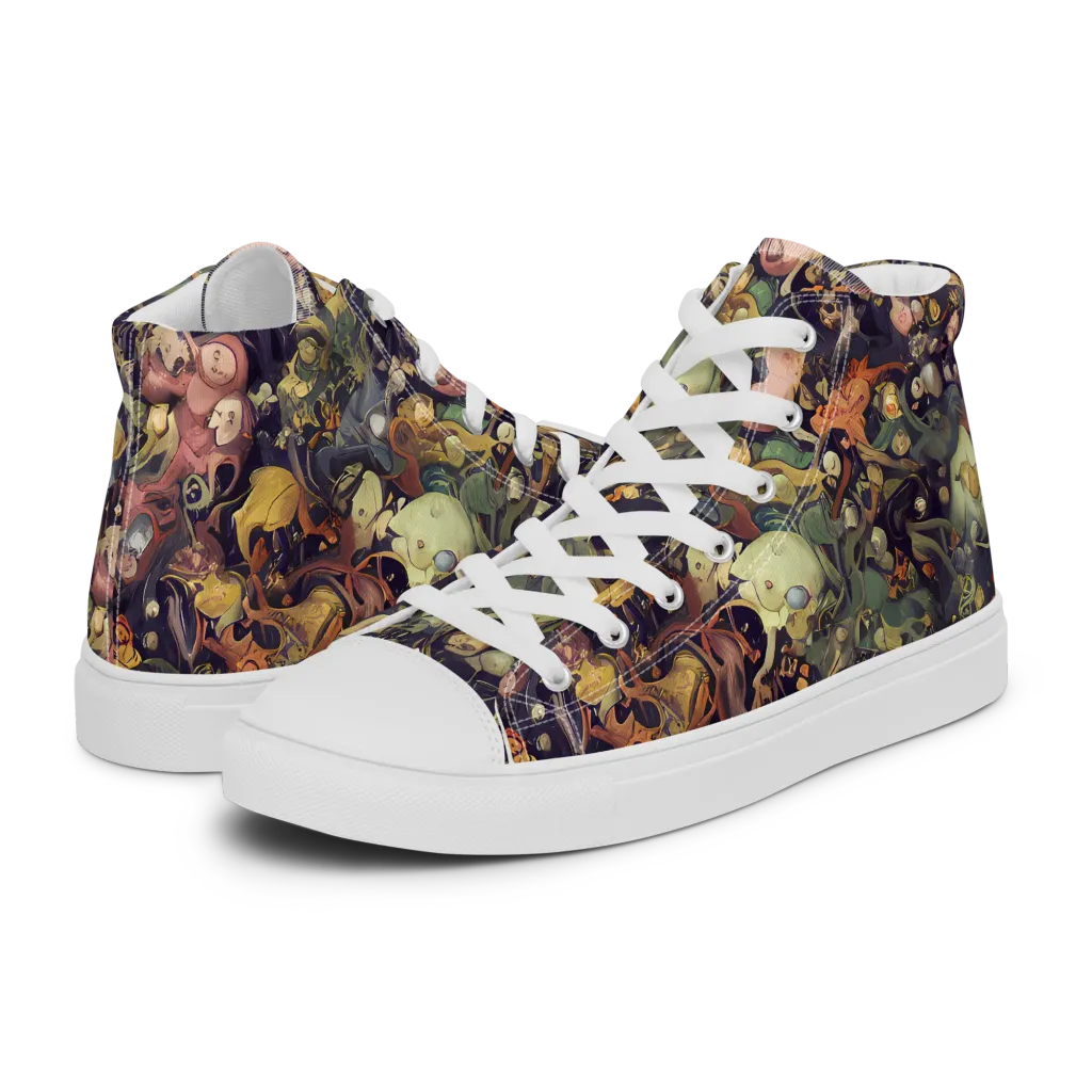 Gloom Garden on Men's High Top Canvas Shoes — Left