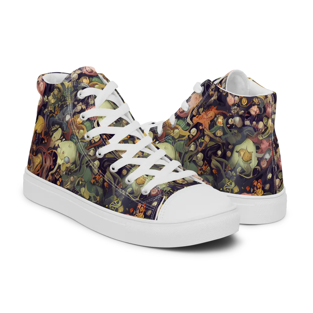 Gloom Garden on Men's High Top Canvas Shoes — Right