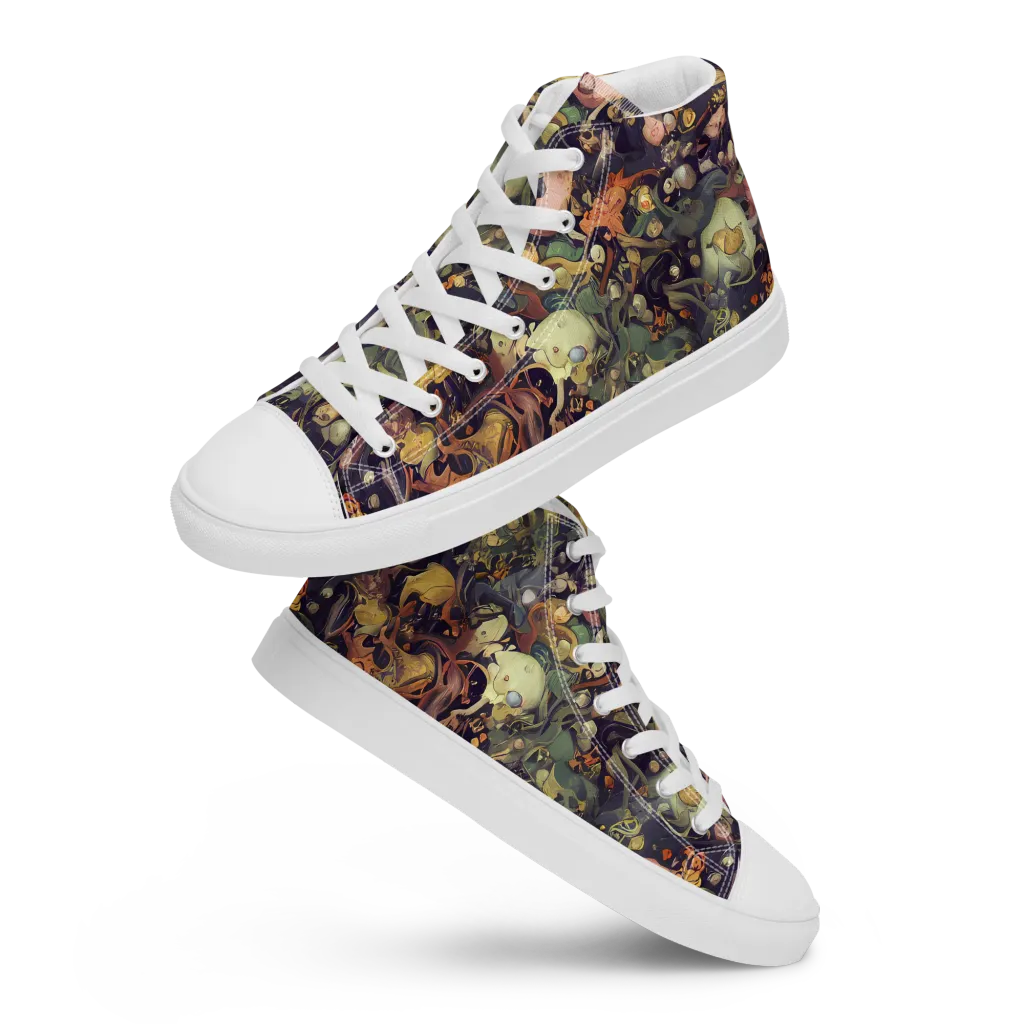 Gloom Garden on Men's High Top Canvas Shoes — Front