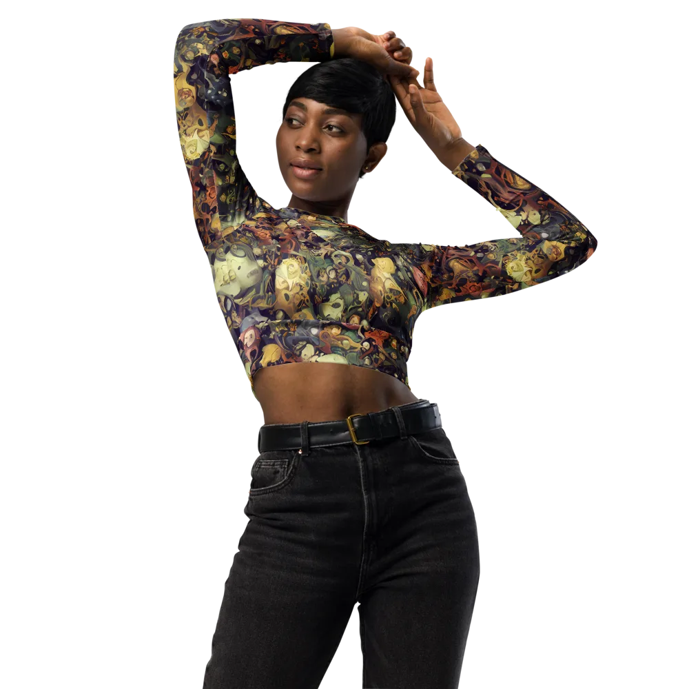 Gloom Garden on Long Sleeve Crop Top — Front
