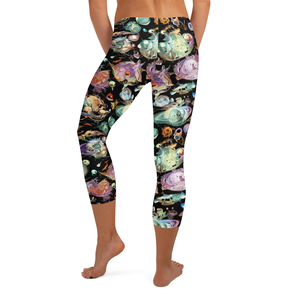Nebula Bestiary on Capri Leggings — Back
