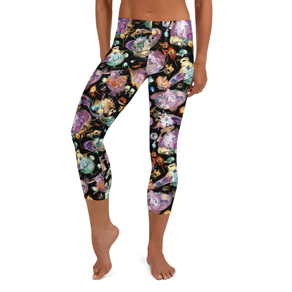 Nebula Bestiary on Capri Leggings — Front