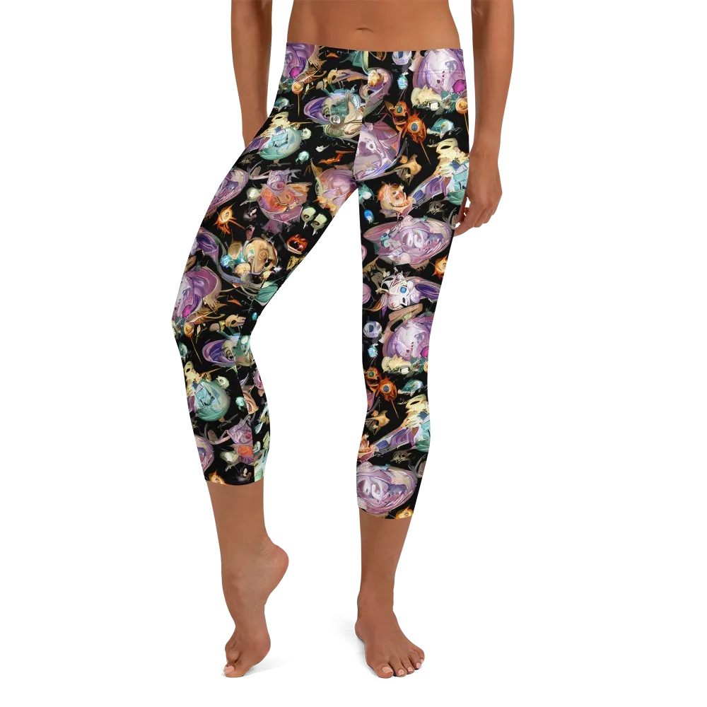 Nebula Bestiary on Capri Leggings — Front