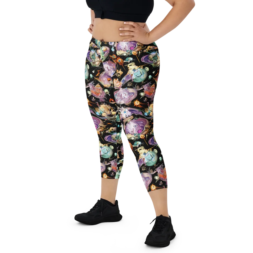 Nebula Bestiary on Capri Leggings — Front