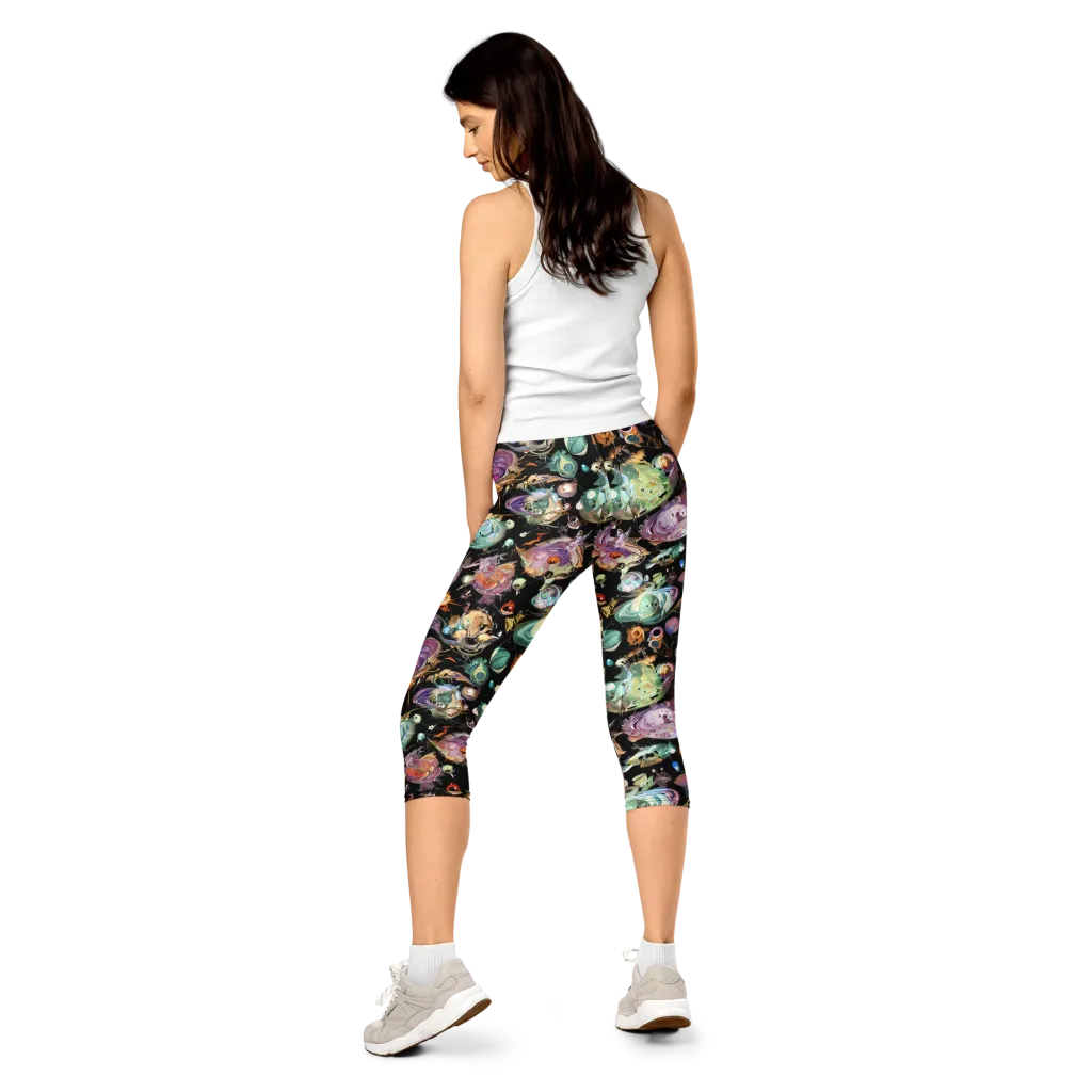 Nebula Bestiary on Capri Leggings — Back