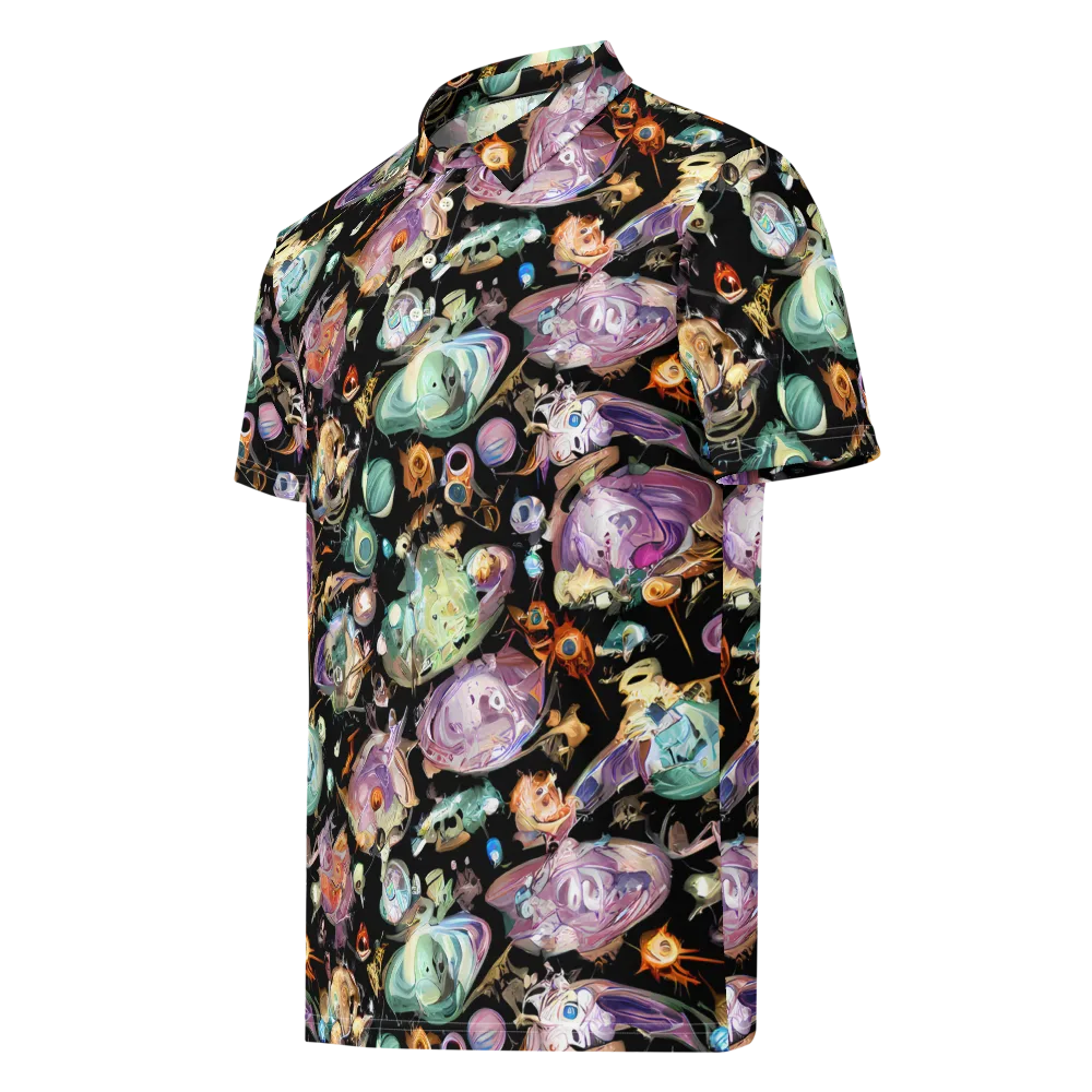 Nebula Bestiary on Men's Slim Fit Polo Shirt — Left Front
