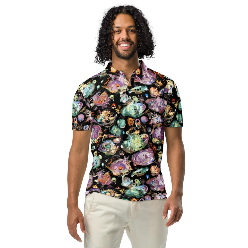 Nebula Bestiary on Men's Slim Fit Polo Shirt — Front