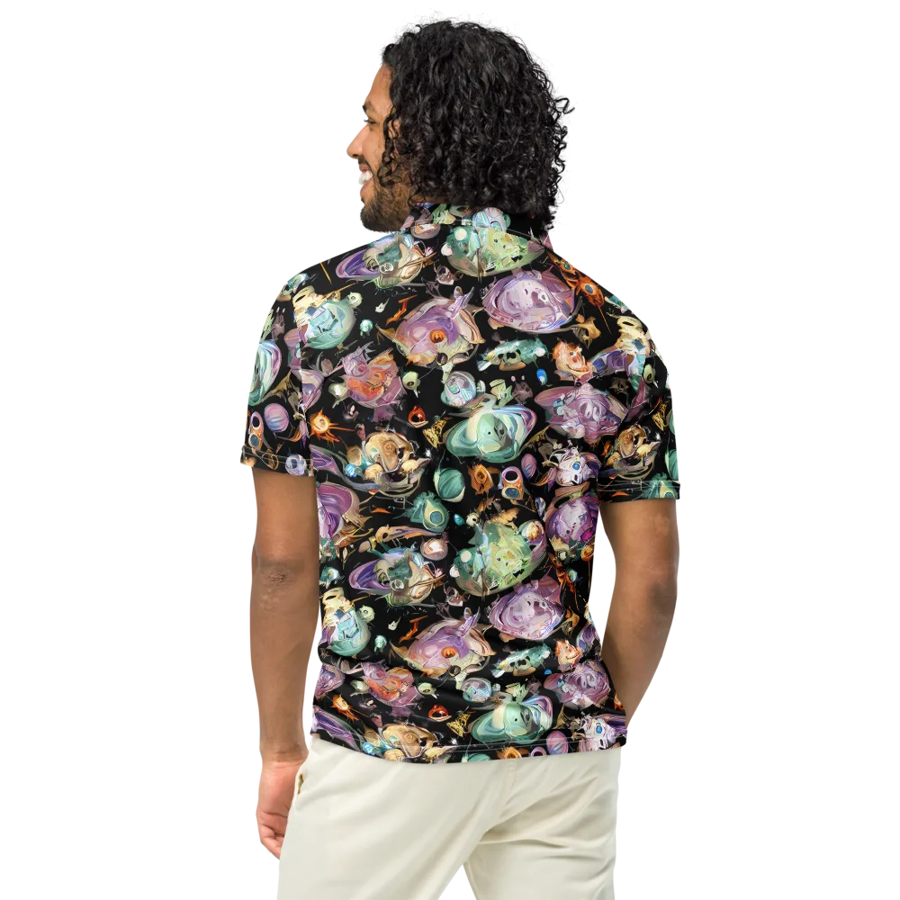 Nebula Bestiary on Men's Slim Fit Polo Shirt — Back
