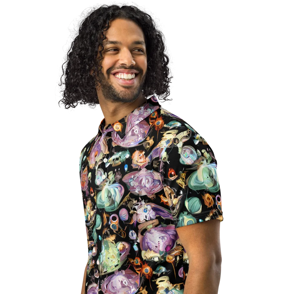 Nebula Bestiary on Men's Slim Fit Polo Shirt — Left Front