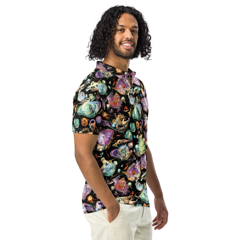 Nebula Bestiary on Men's Slim Fit Polo Shirt — Right Front