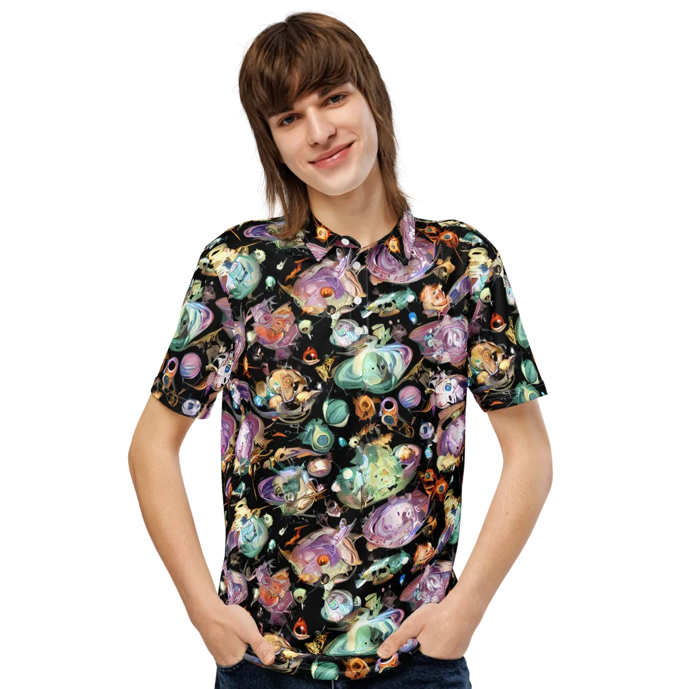 Nebula Bestiary on Men's Slim Fit Polo Shirt — Front