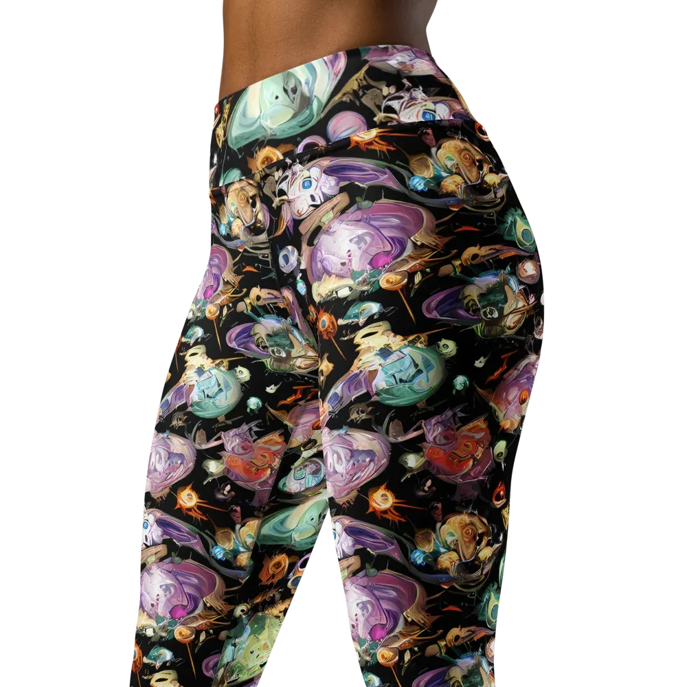 Nebula Bestiary on Yoga Leggings — Left Front