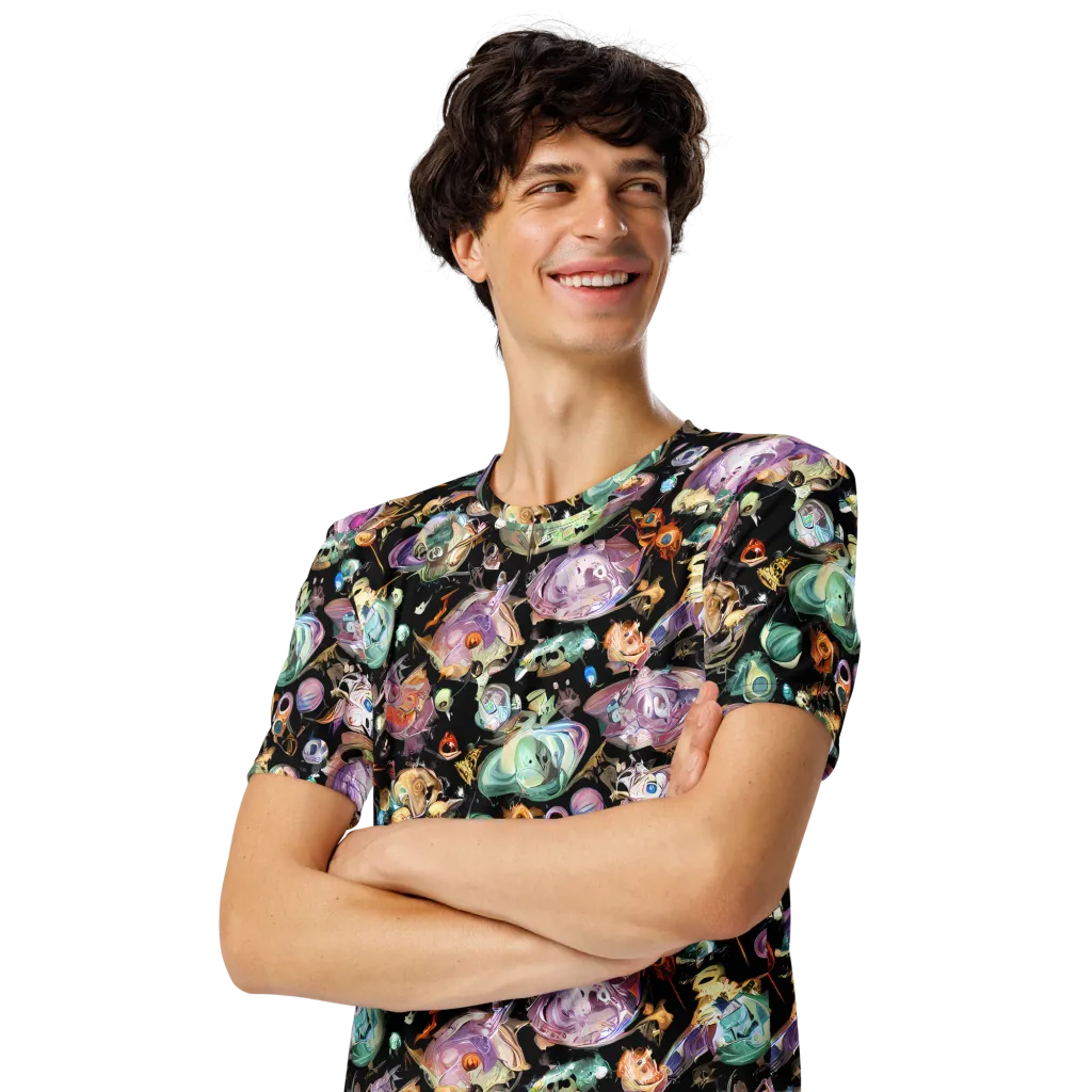Nebula Bestiary on Men's Crew Neck T-Shirt — Left Front