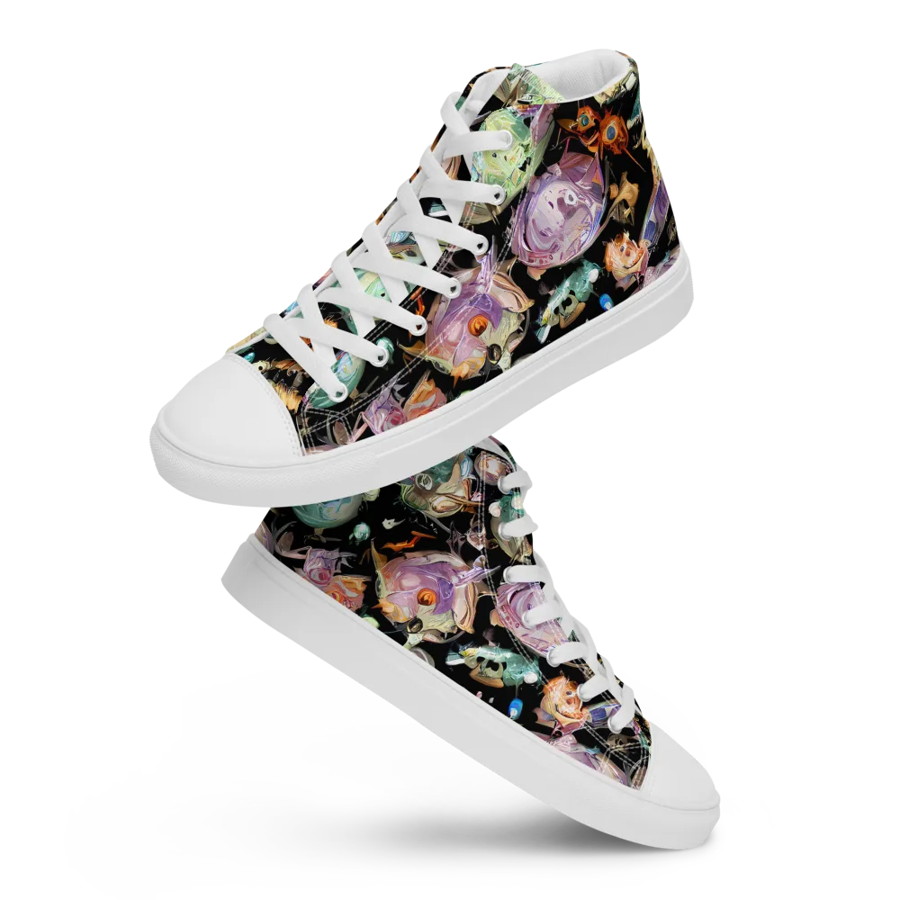 Nebula Bestiary on Men's High Top Canvas Shoes — Front