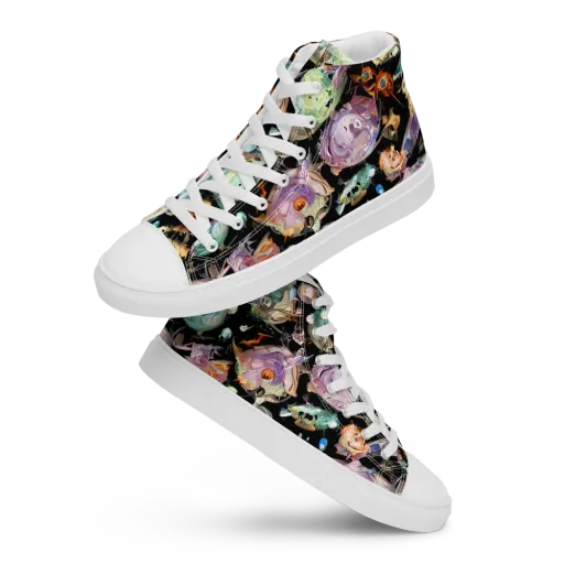 Nebula Bestiary on a Men's High Top Canvas Shoes