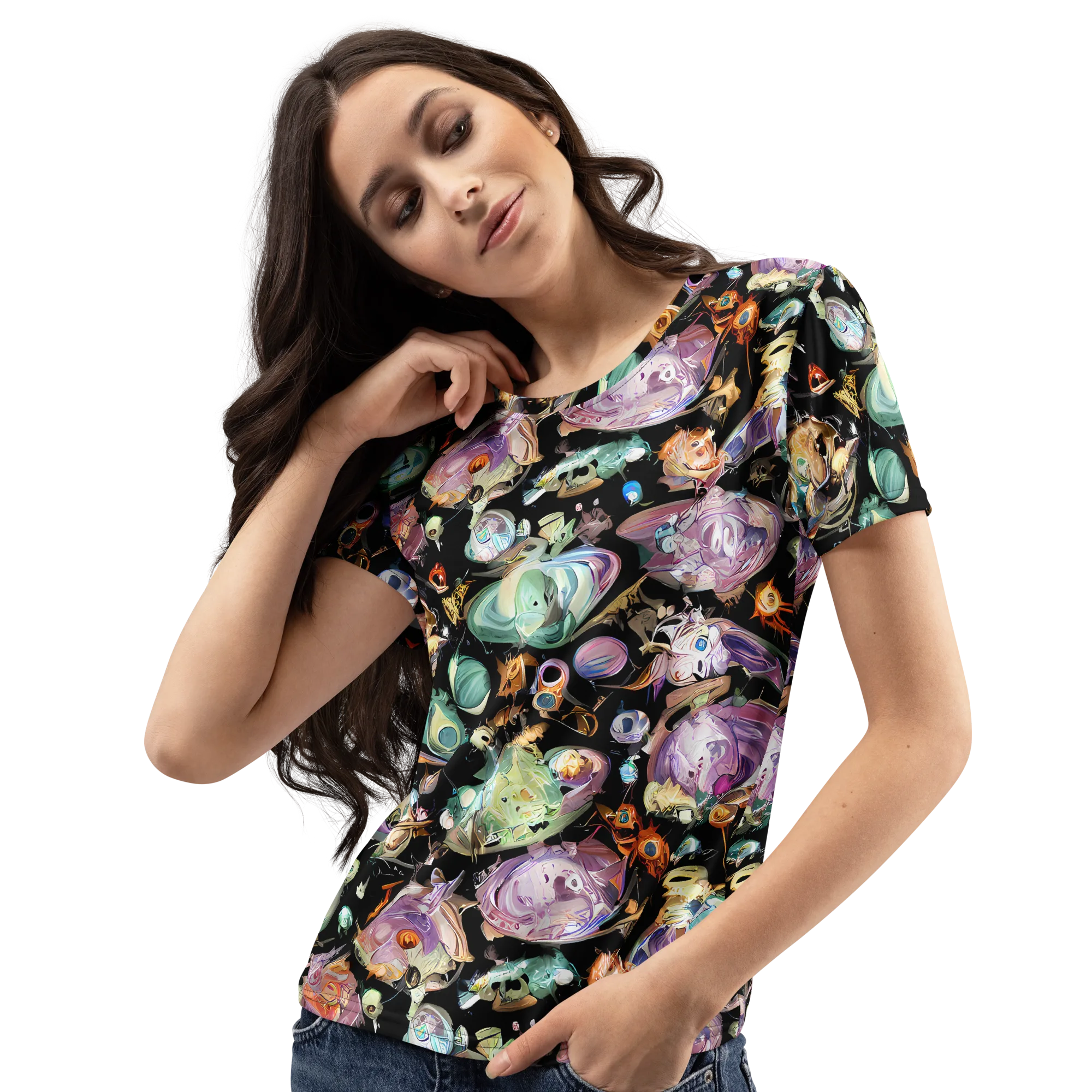 Nebula Bestiary on Women's Crew Neck T-Shirt — Left Front