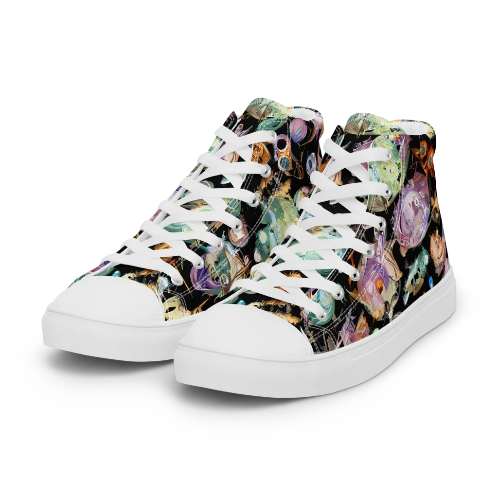 Nebula Bestiary on Women's High Top Canvas Shoes — Left Front