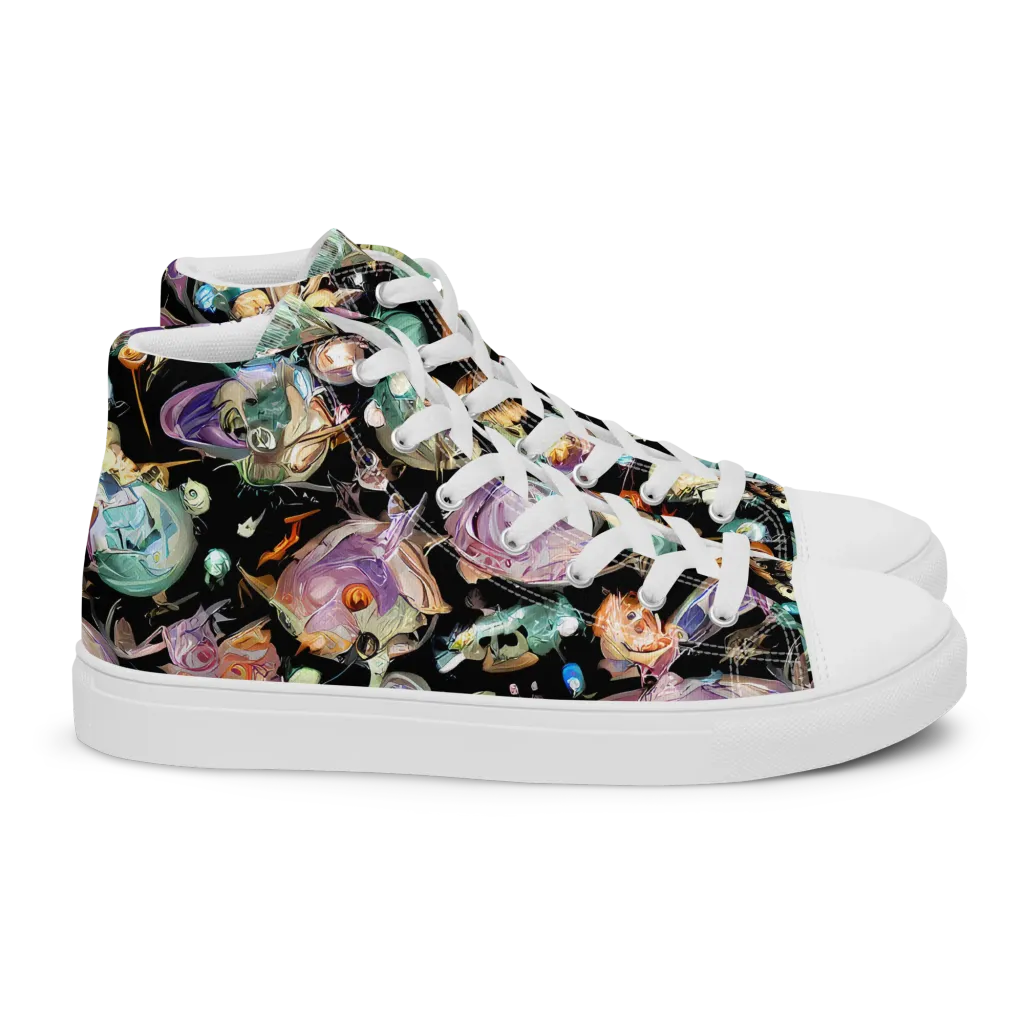 Nebula Bestiary on Women's High Top Canvas Shoes — Right