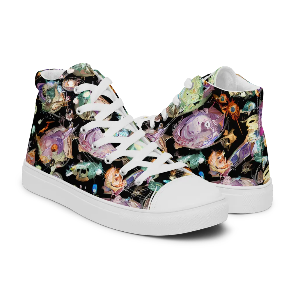 Nebula Bestiary on Women's High Top Canvas Shoes — Right