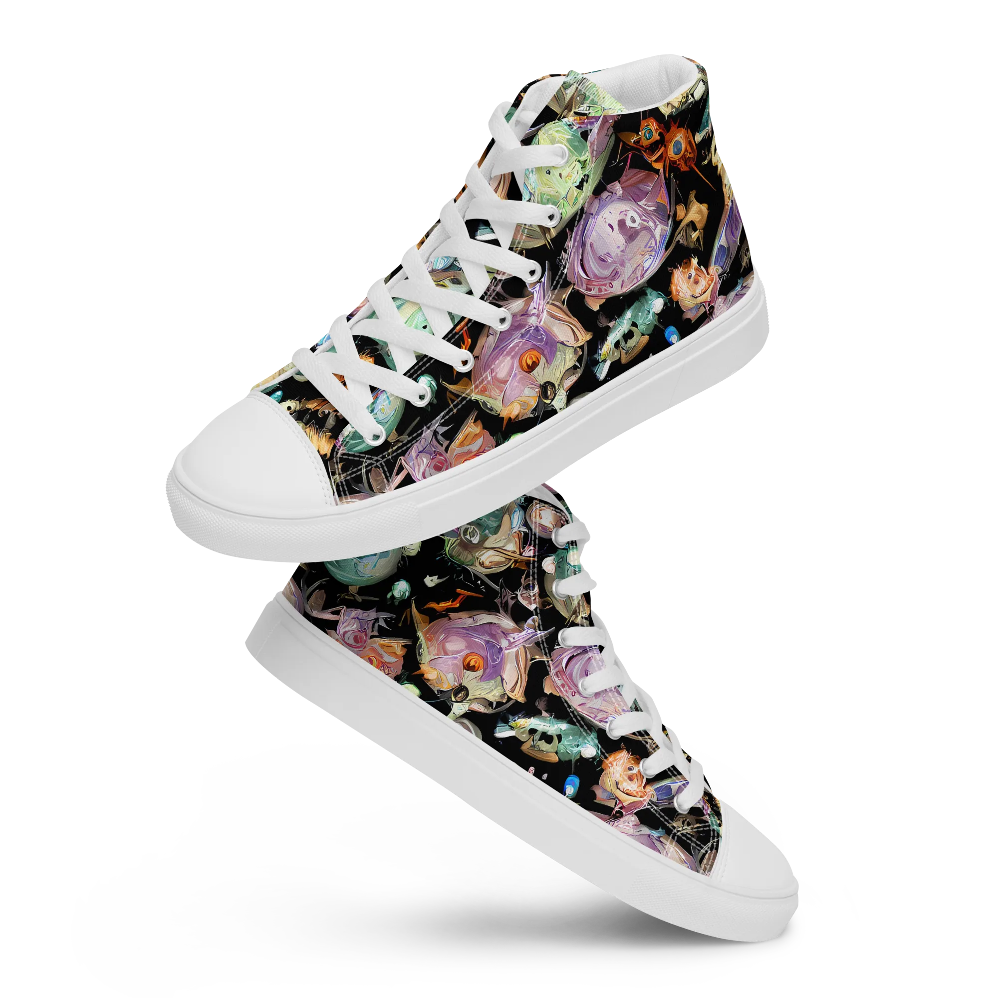 Nebula Bestiary on Women's High Top Canvas Shoes — Front