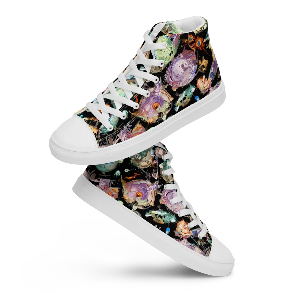 Nebula Bestiary on Women's High Top Canvas Shoes — Front