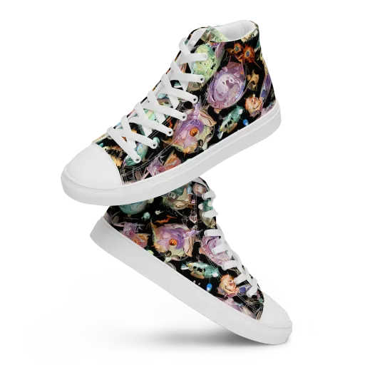 Nebula Bestiary on a Women's High Top Canvas Shoes